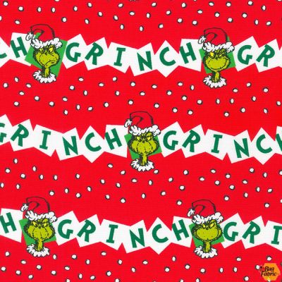 Robert Kaufman How the Grinch Stole Christmas ADE- 20998-223 Red Stripe