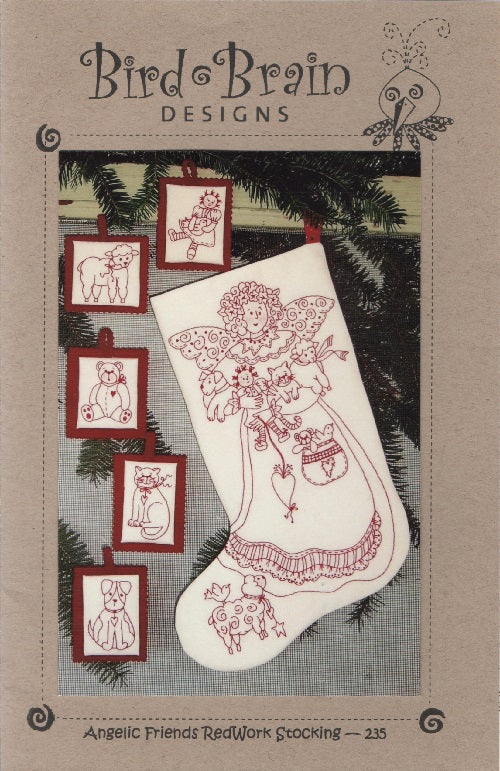 Angelic Friends Redwork Stocking Pattern