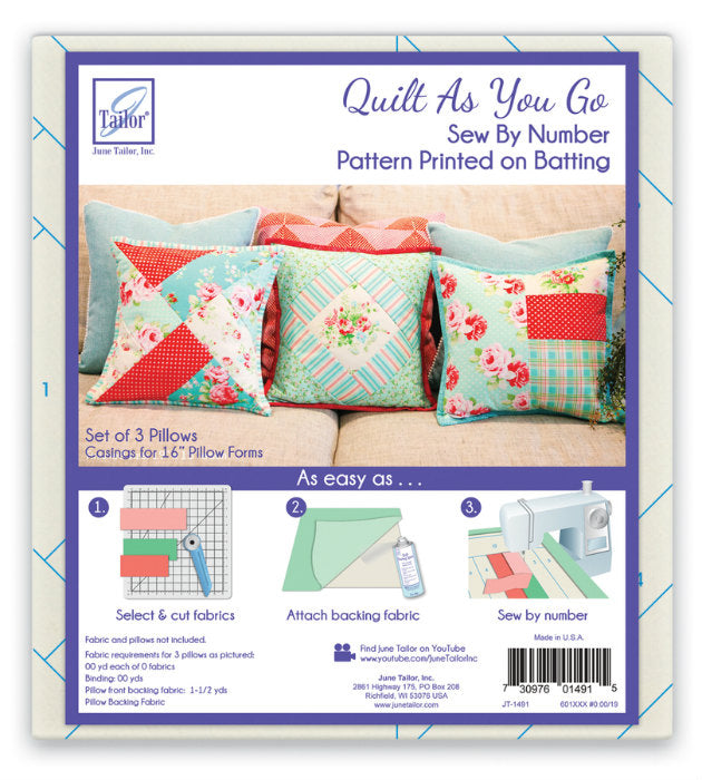 Quilt As You Go Pillow Covers Pattern JT-1491