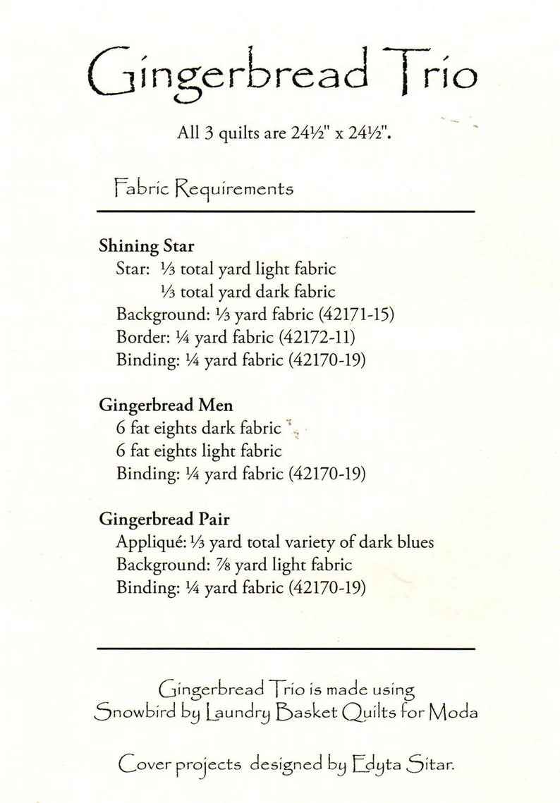 Gingerbread Trio Pattern by Edyta Sitar LBQ-0440-P