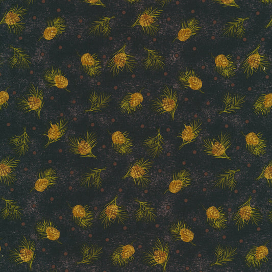 Benartex Winterberry Dotted Pine Black 9646-12