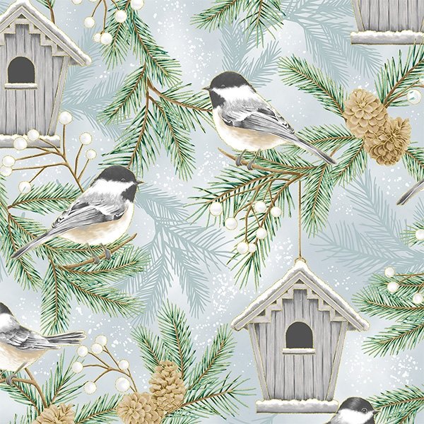 Hoffman Home Sweet Home T7754-D7G Dusty Blue/Gold