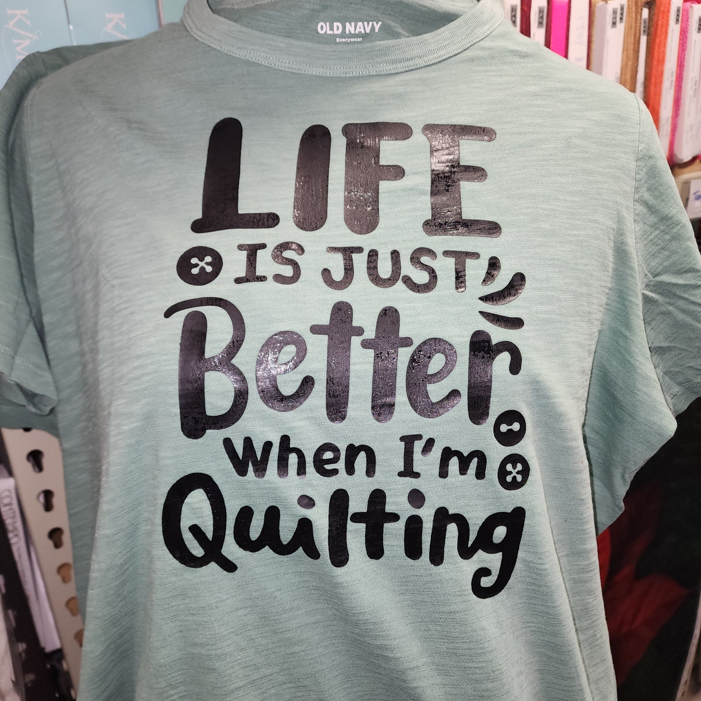 Tshirt "Life is Better" Green, xl, short sleeved, crew neck