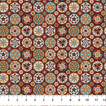 Northcott Barn Quilts Red Multi Circles 27319-26
