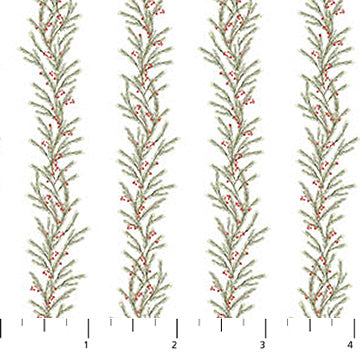 Northcott The Christmas Mouse Greenery/Stripe Flannel 28041-10