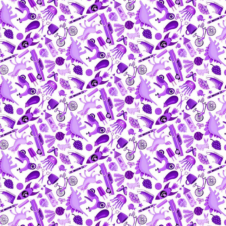 Timeless Treasures Spy Objects Mini Purple CD2629-Purple