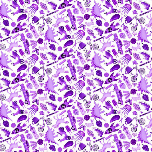 Timeless Treasures Spy Objects Mini Purple CD2629-Purple