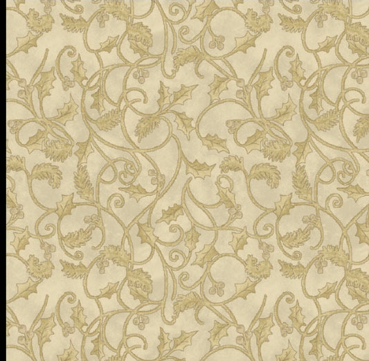 3 yd cut Benartex Winter Scroll Parchment 9645-703yc