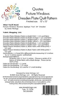 Quotes Picture Window Dresden Plate Quilt Pattern AM331PAT ..