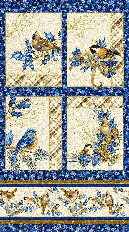 Robert Kaufman Winter's Grandeur Metallic 8 AXBM-19327-4 Blue Panel