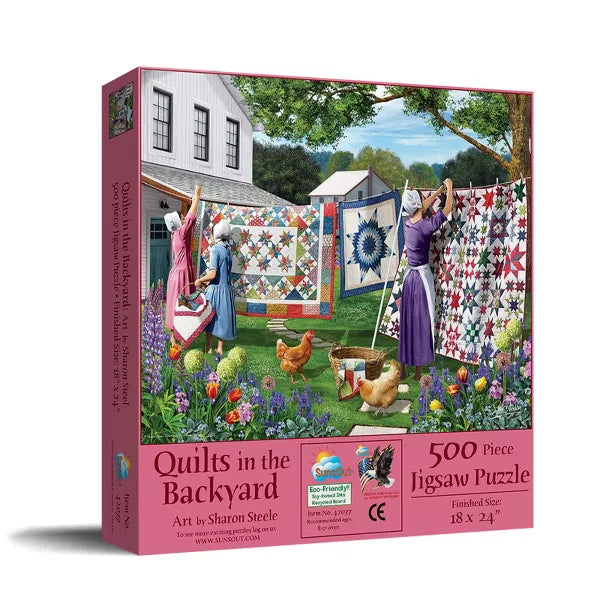 Quilts in the Backyards 500 piece puzzle SUN42077