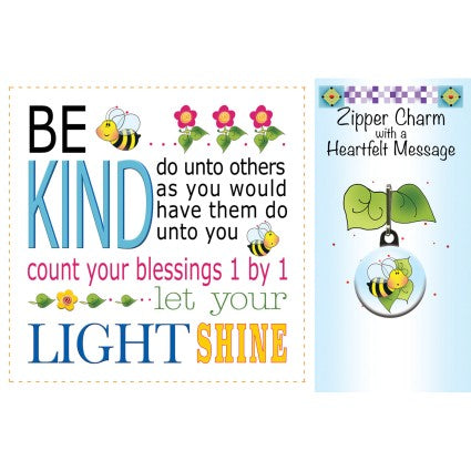 Zipper Charm Bee Kind JHDBEE