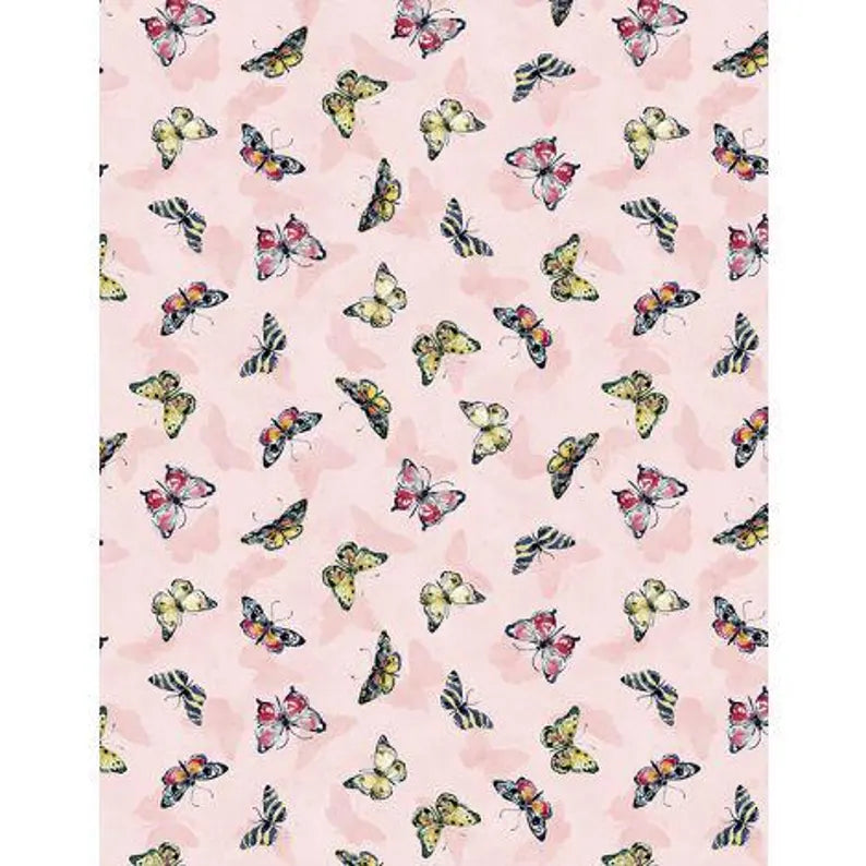 Wilmington Prints Among the Branches Butterfly Toss Pink 39757-353