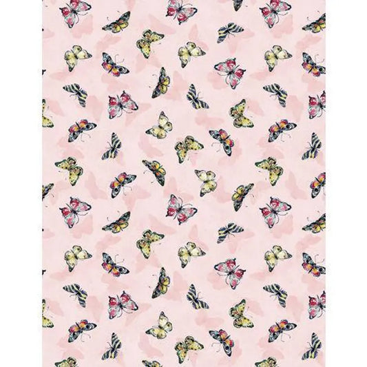 Wilmington Prints Among the Branches Butterfly Toss Pink 39757-353
