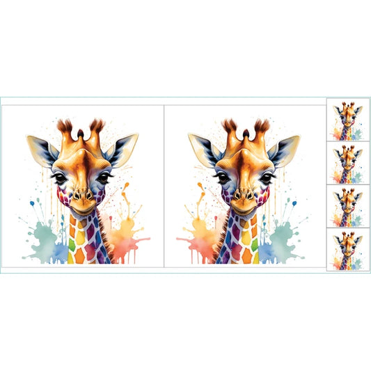 Watercolor Rainbow Giraffe Panel CYS631439