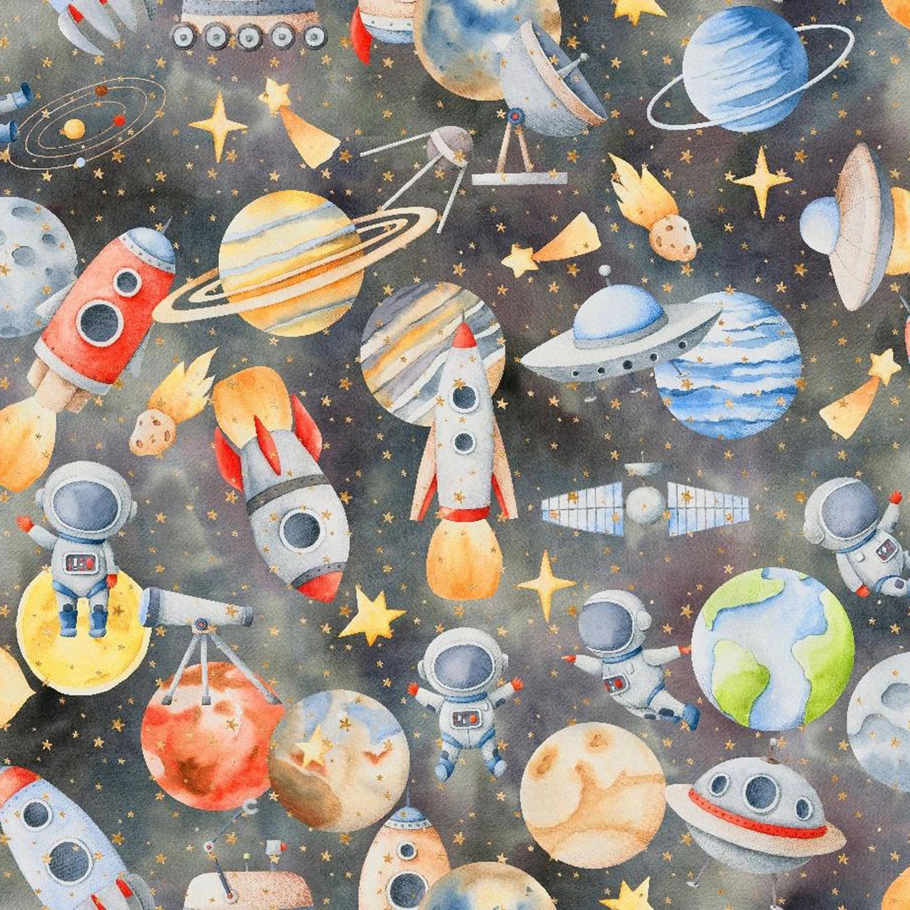 3 Wishes Space Print Grey 19961