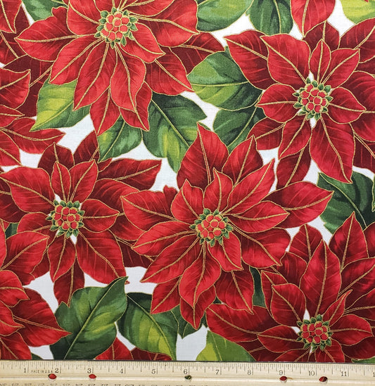 Hoffman Poinsettia Song Q7634-113S Frost/Silver