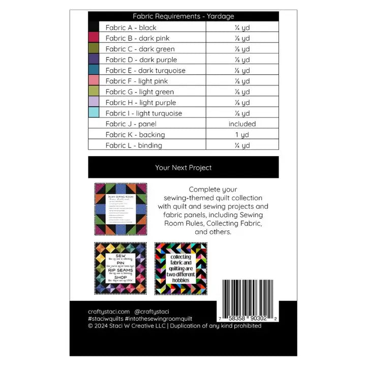 Into the Sewing Room Quilt Pattern and Fabric Panel SWQ134