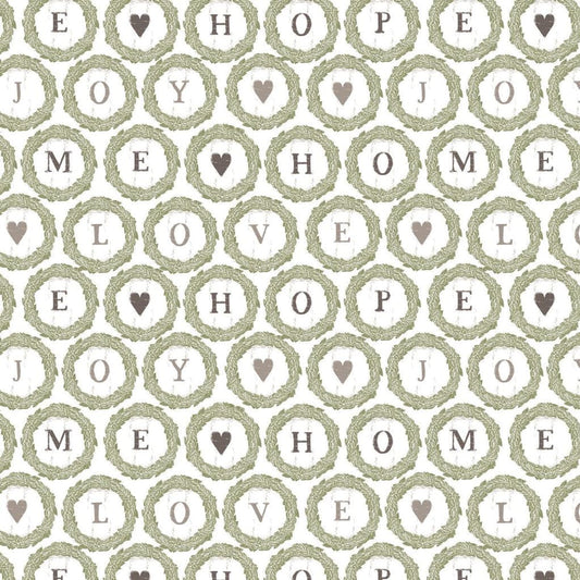 Camelot Fabrics Love Wreath on White