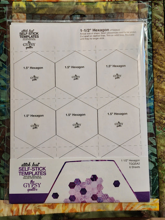 The Gypsy Quilter 1 1/2" Hexagon Self-Stick Templates HSST