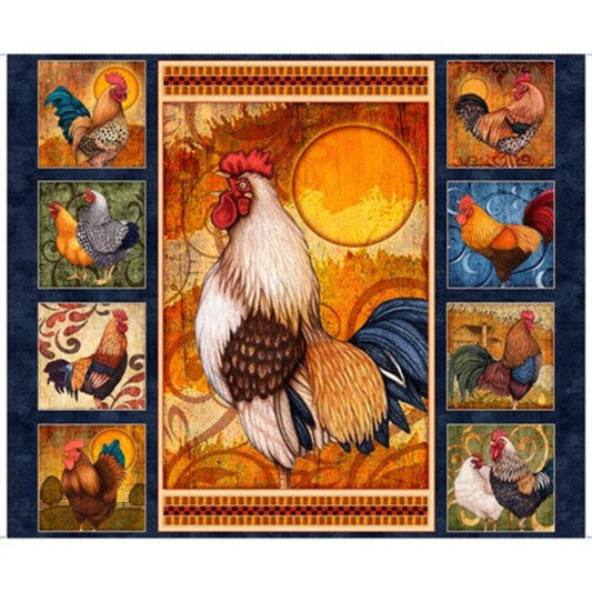 QT Fabrics panel Sunrise Farm Rooster