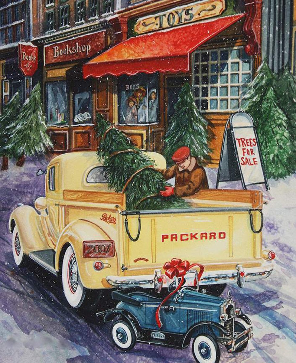 A Nostalgic Christmas Loading the Truck 37" Panel PD13673