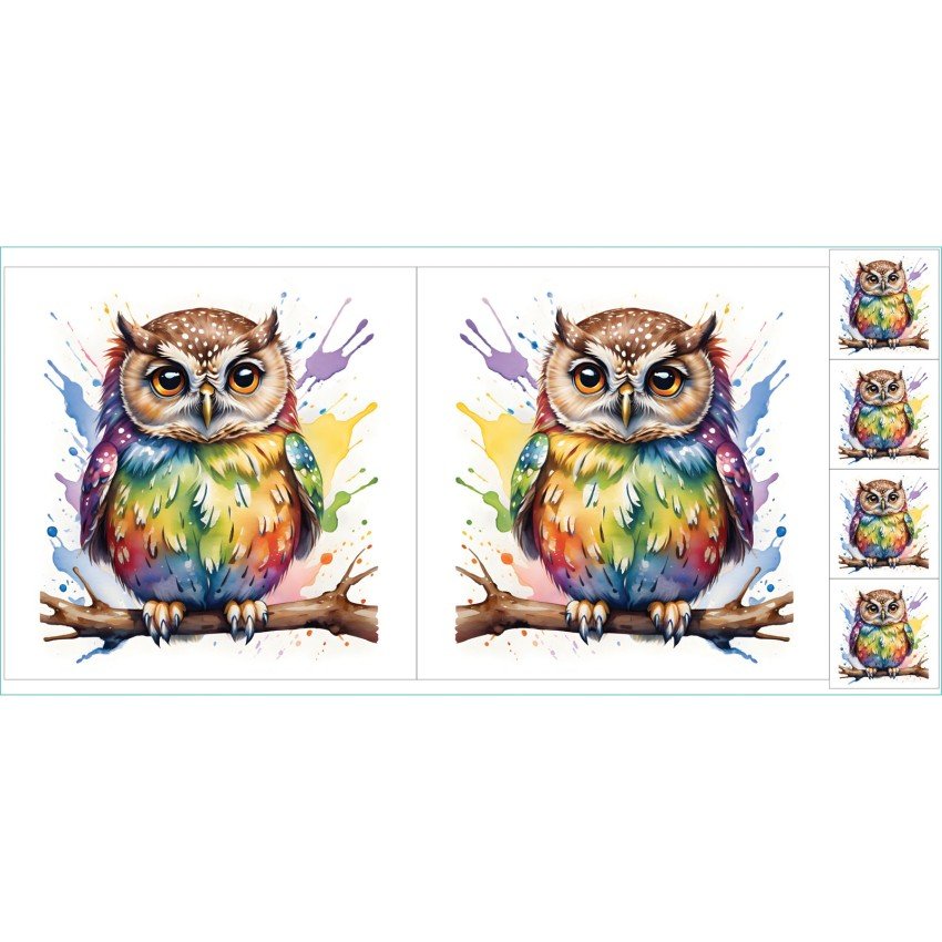 Watercolor Rainbow Panel Owl CYS631491