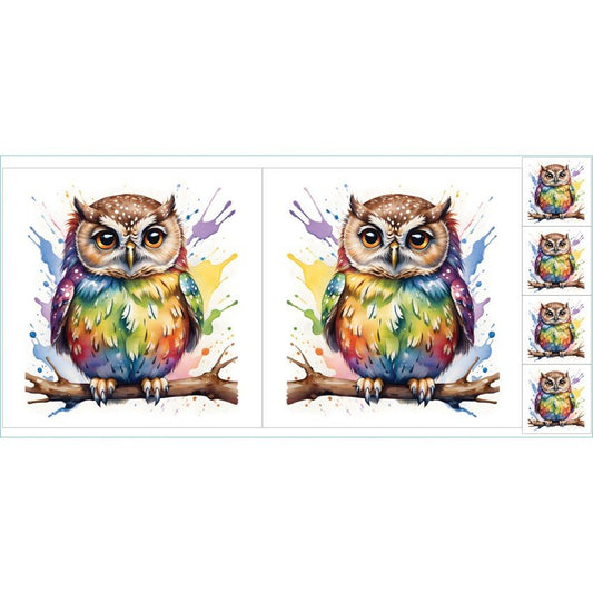Watercolor Rainbow Panel Owl CYS631491