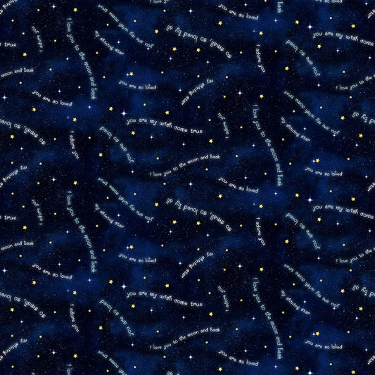 Timeless Treasures Words in the Sky 3244-Navy-A2