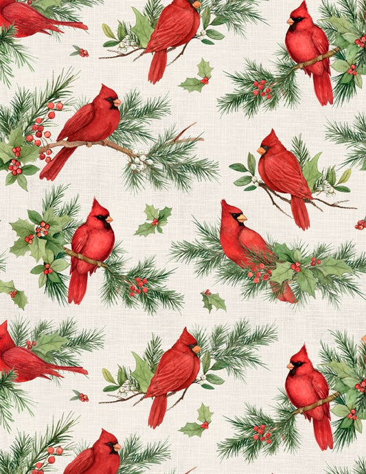 Wilmington Prints Season of Heart 3023-39701-237 Cardinal A/O Tan