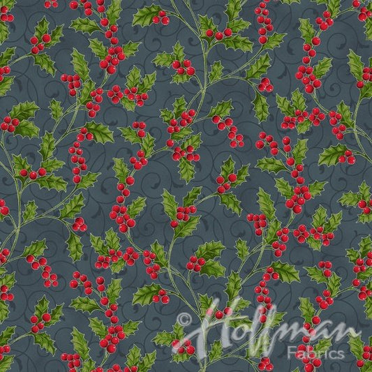 Hoffman Poinsettia Song Q7639-55S Charcoal/Silver