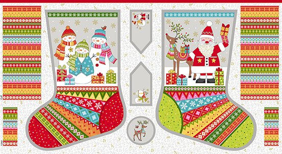 Makower Festive Stocking Panel 2107-01