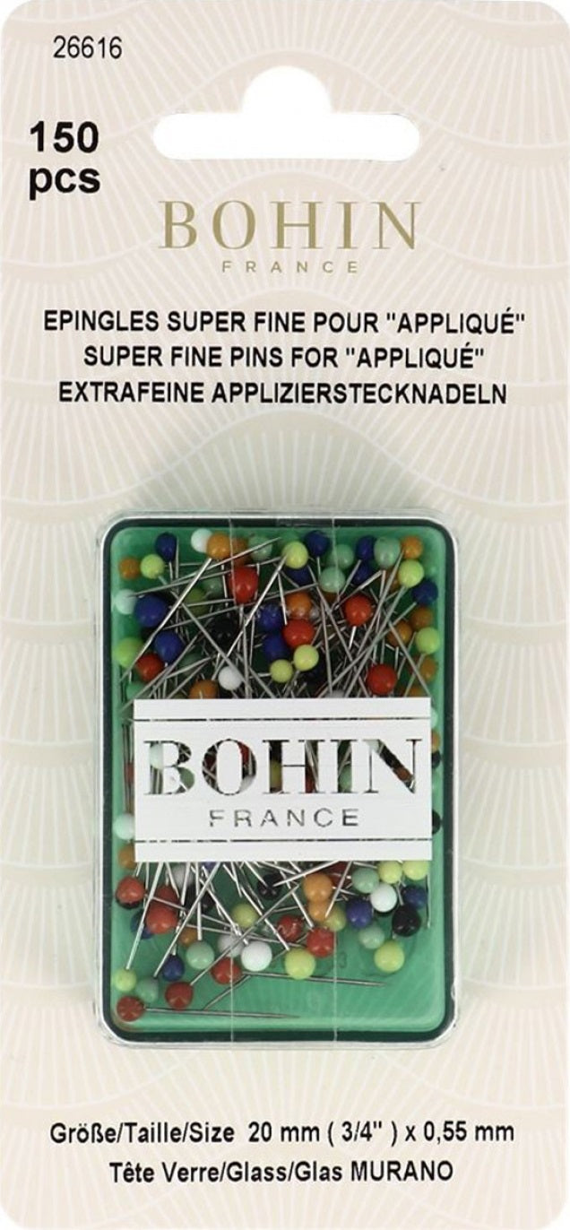 Bohin Super Fine Glass Head Applique Pins 26616