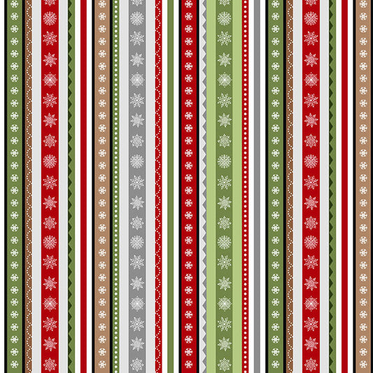 Henry Glass Holiday Happy Place Vertical Stripe 291-86 Multi