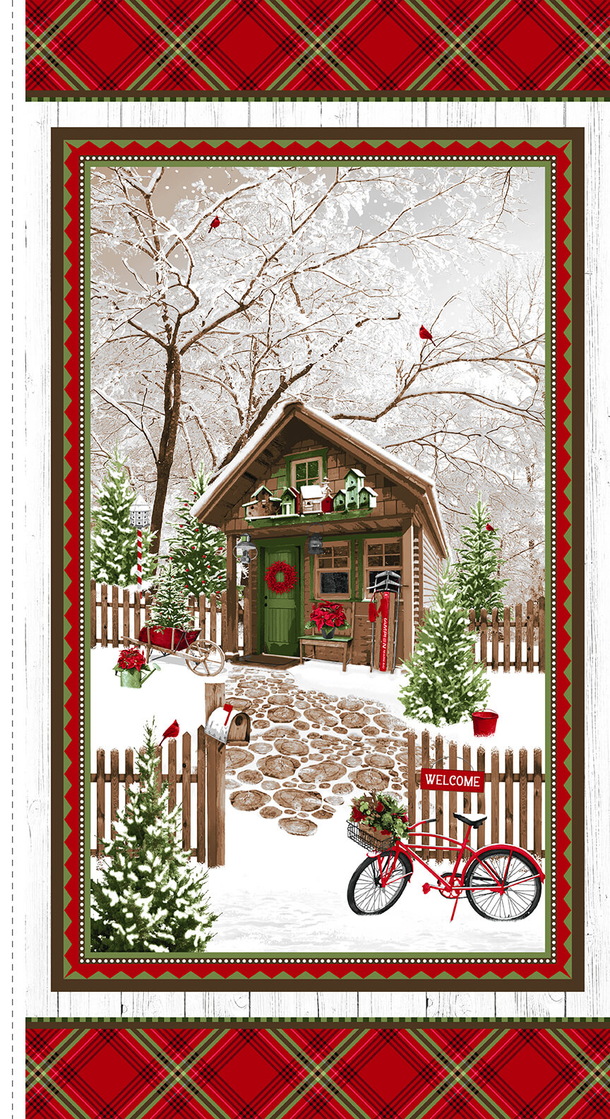 Henry Glass Holiday Happy Place She Shed Panel 299P-86 Multi
