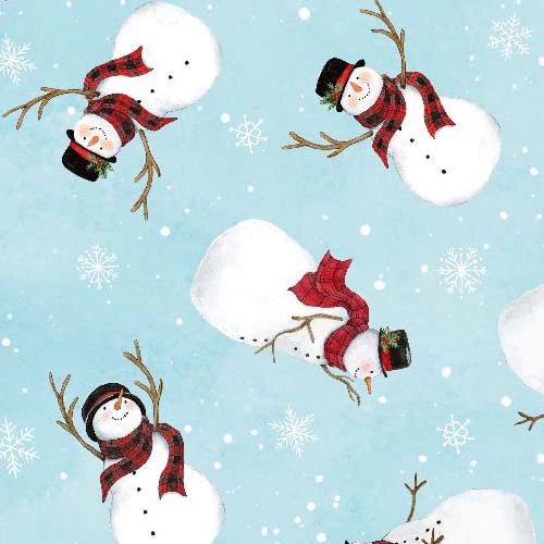 Wilmington Prints Nose to Nose 39682-413 Snowman Toss Blue