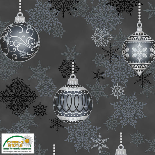 Stof Fabrics It's Snowflake Christmas Ornaments - DARK GREY/SILVER  4597M-004