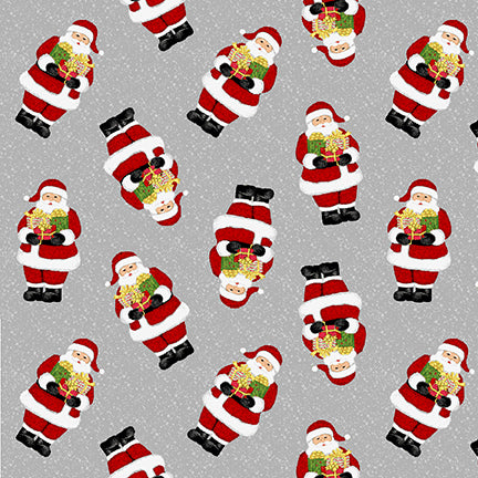 Studio E Snow Merry 5694-98 Gray Tossed Santas