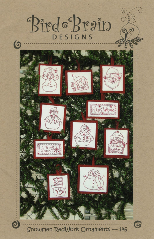 Snowman Redwork Ornaments BBD146