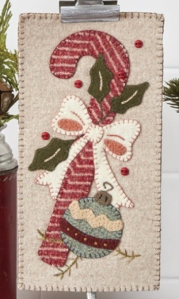 Vintage Candy Cane & Ornament  (wool) BMB1973