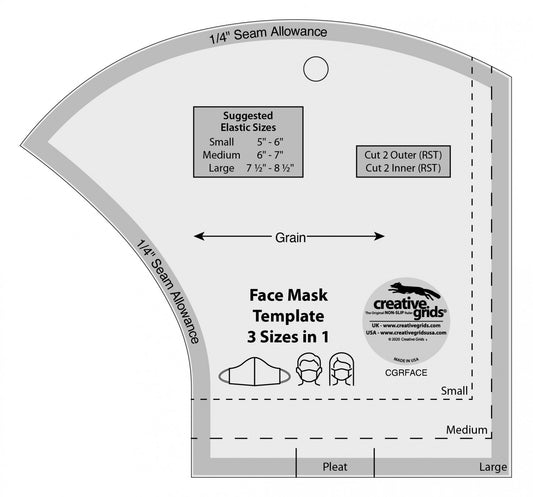 Creative Grids Face Mask Template 3 Sizes in 1 CGRFACE