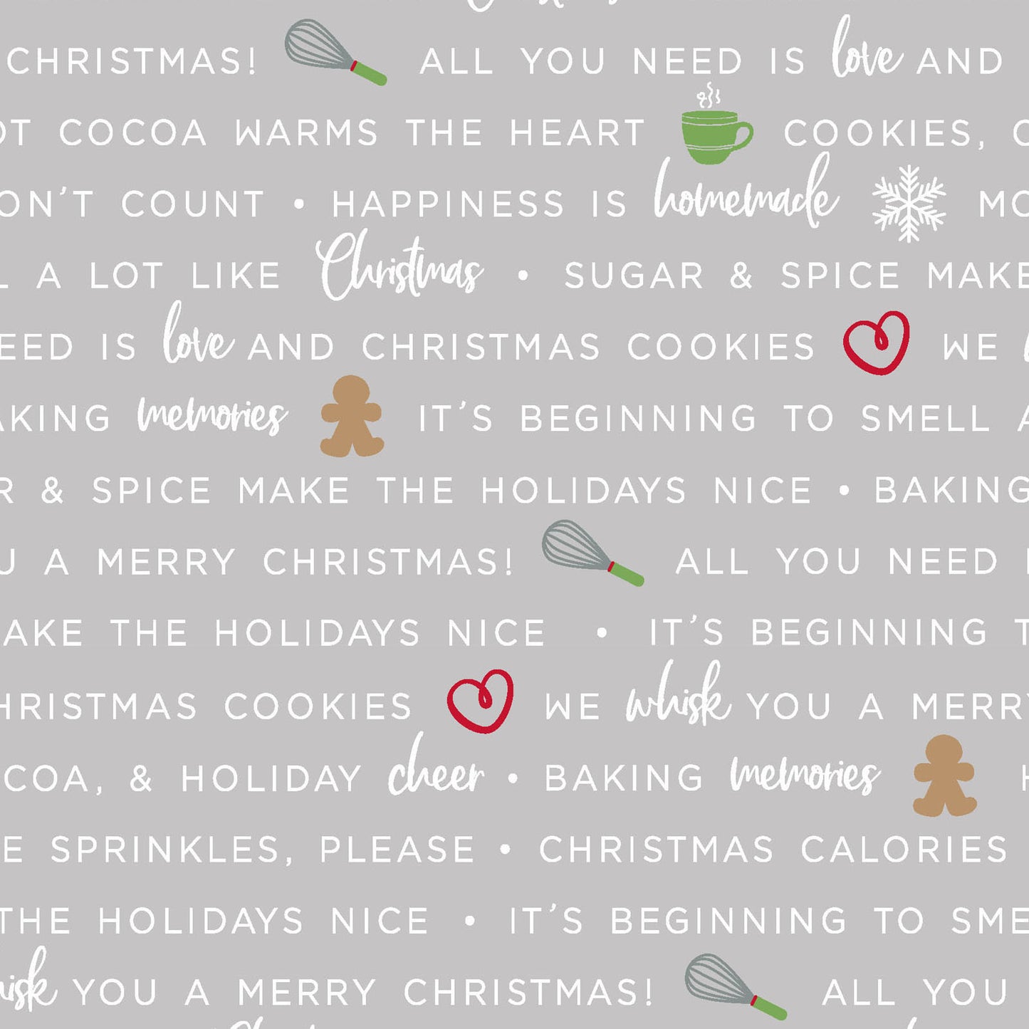 Maywood Studios We Whisk You a Merry Christmas! Holiday Baking Phrases Mas9672-K