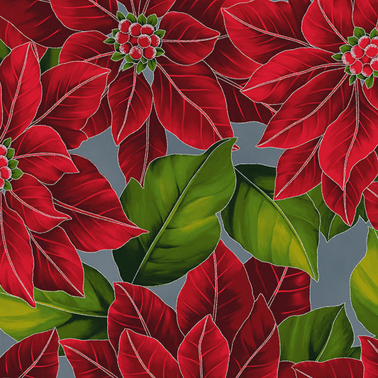 Hoffman Poinsettia Song Q7634-147S Storm/Silver