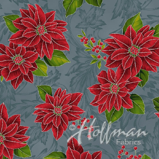 Hoffman Poinsettia Song Q7636-147S Storm/Silver