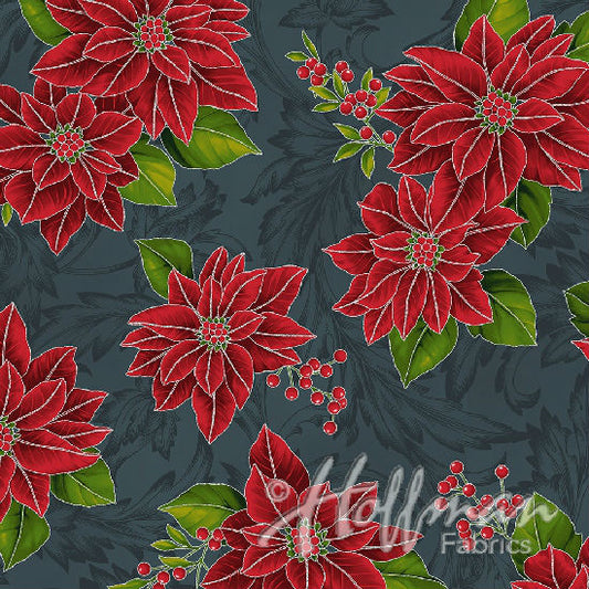 Hoffman Poinsettia Song Q7636-55S Charcoal/Silver