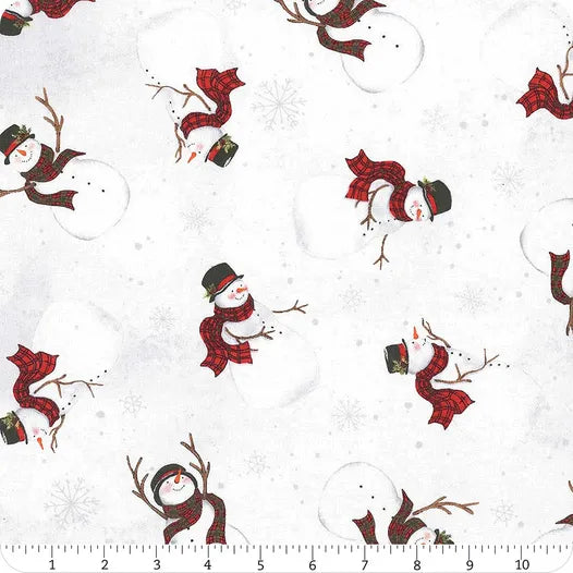 Wilmington Prints Nose to Nose 39682-113 Snowman Toss White