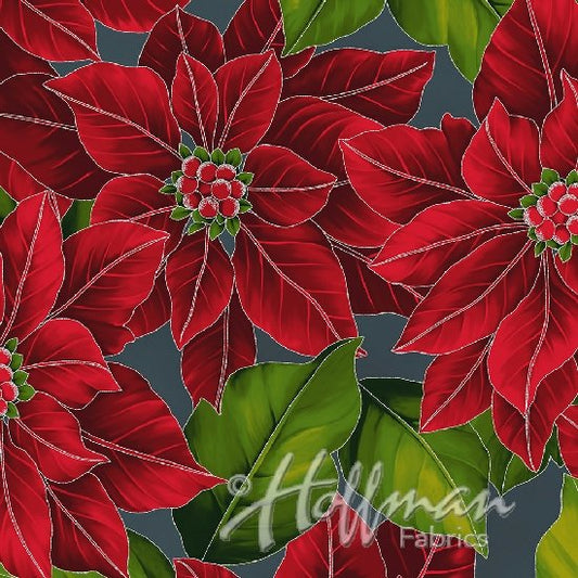 Hoffman Poinsettia Song Q7634-55S Charcoal/Silver